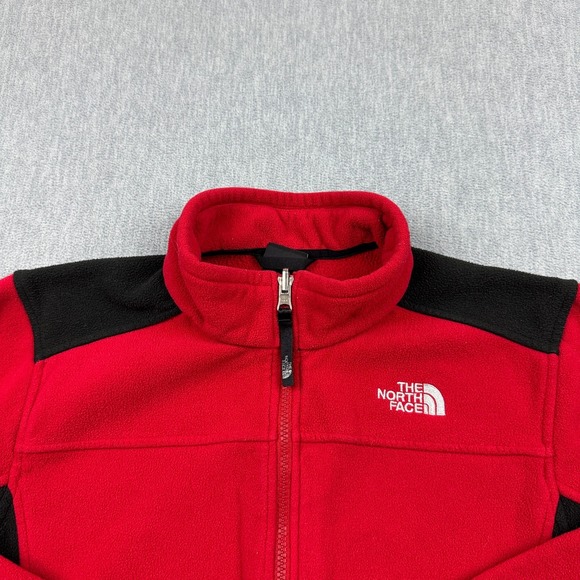 The North Face Jacket Boys Large 14/16 Red Full Zip Fleece Mock Neck Hiking Coat - Picture 2 of 13